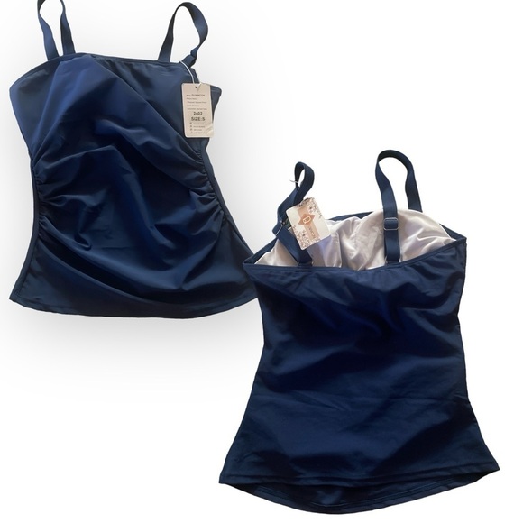 Women’s Tankini 2Pc Swimwear with Tummy Control Modest Blue Size Small NWT - Picture 3 of 5